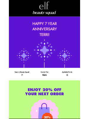 e.l.f. Cosmetics - Terri — happy 7-year anniversary with Beauty Squad!