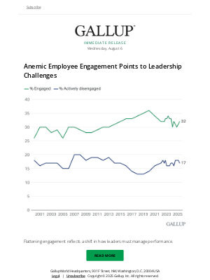 Gallup - Anemic Employee Engagement Points to Leadership Challenges