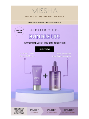 MISSHA - 🥳BETTER TOGETHER! Serum BB + Night Repair Ampoule Bundle