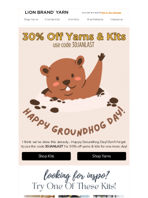 Lion Brand Yarn - Happy Groundhog Day!