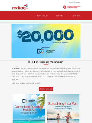 Red Tag Vacations (Canada) - $20,000 in travel prizes to be WON* 😱