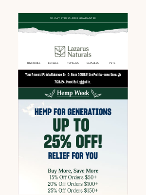 Lazarus Naturals - 📦 Hemp Week! Stock Up & Save Big!