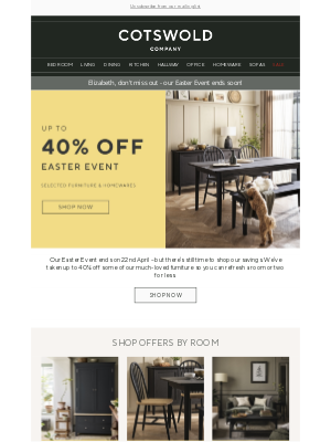 The Cotswold Company - Our Easter Event ends soon | Shop before 22nd April