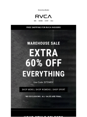 RVCA - ⚠️ Warehouse Sitewide Sale ⚠️