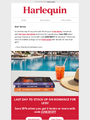 Harlequin - Final day to save 30% on romance books 😍