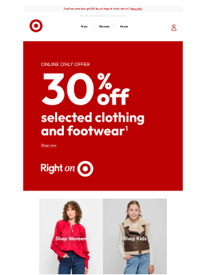 Target (Australia) - 30% off selected clothing & footwear - online only
