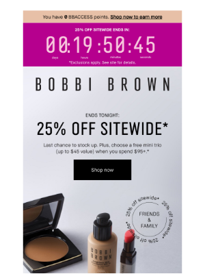 Bobbi Brown Cosmetics - Last day to save 25%