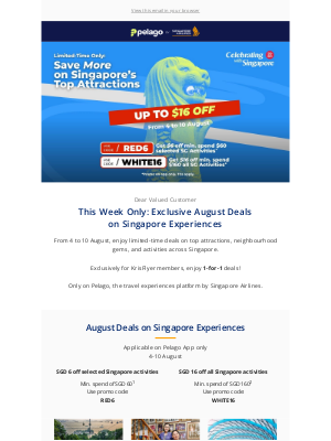 Singapore Airlines - August Deals on Attractions, Tours & Transport 