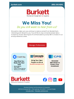 Burkett Restaurant Equipment - We Miss You! Come Back to Stay Connected 💌