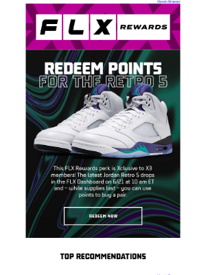 Foot Locker - Xclusive X3 Perk: Redeem points for Jordan Retro 5