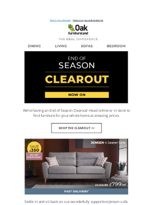 Oak Furniture Land (UK) - Amazing savings continue in our End of Season Clearout…