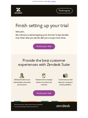 Zendesk - Don't forget to activate your trial