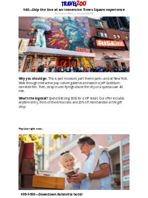 Travelzoo - $40—Skip the line at an immersive Times Square experience