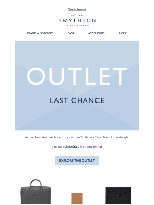 Hurry, Outlet ends tonight