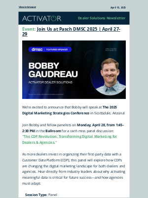 Dominion Dealer Solutions - April Newsletter - Monthly dealership marketing digest.