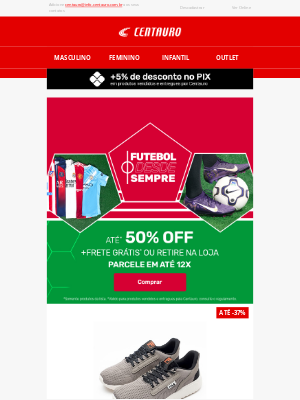 Centauro (Brazil) - Futebol desde Sempre: Até 50% OFF! ⚽