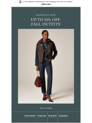 J.Crew Factory - For you: up to 50% off fall outfits