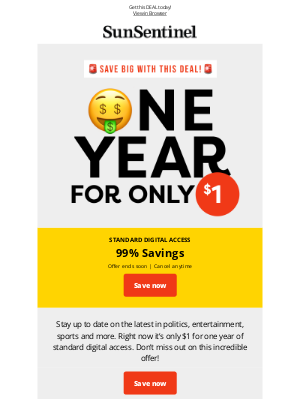 Sun-Sentinel - Get 1 Year for $1 🤑 Save BIG on Digital Access