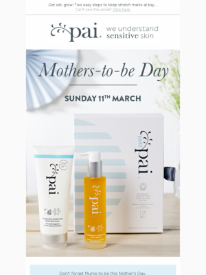 Email design for Mother's Day from Pai Skincare