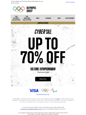 International Olympic Committee - Cyber Monday Is Here: Shop Official Olympics Gear!