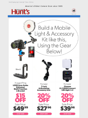 Barry From Hunt's - Score Big Savings on Camera Accessories! 3 Legged Thing L-Bracket, Articulating Arm, and LED RGB Light.