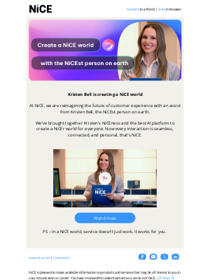 NICE - Meet Kristen Bell, our new Chief NiCEness Officer
