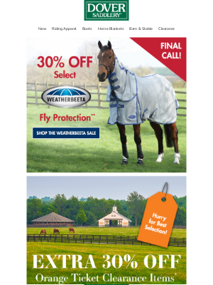 Dover Saddlery - 30% Off WeatherBeeta Fly Protection Ends Soon!
