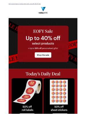 VistaPrint (Australia) - 50% off stickers & labels on today’s deal!