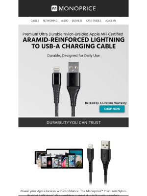Monoprice - Charge Without Limits: Ultra-Durable MFi Certified Lightning Cable Inside ⚡🔋