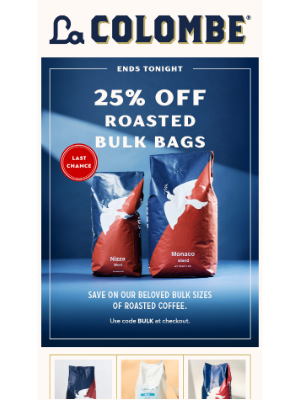 La Colombe Coffee Roasters - Ends Tonight! 25% OFF Bulk Coffee ☕