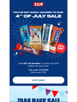 Clif Bar & Co. - EARLY ACCESS to 20% Off Sitewide