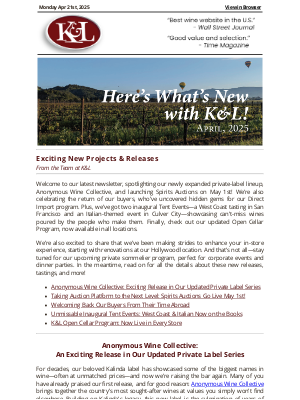K&L Wine Merchants - Exciting Updates from the K&L Team! 