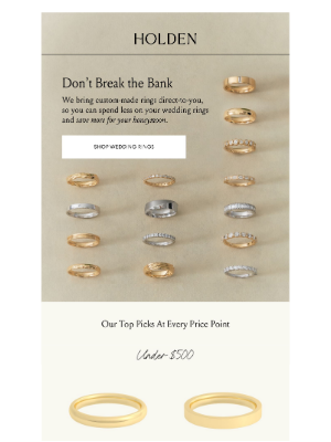 HOLDEN - wedding rings < $500!