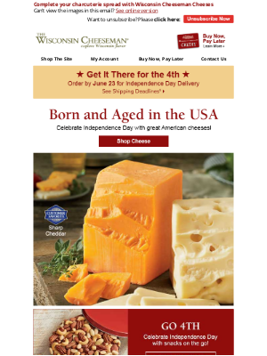 Wisconsin Cheeseman - Hosting on the Fourth? Order by June 23rd for Delivery