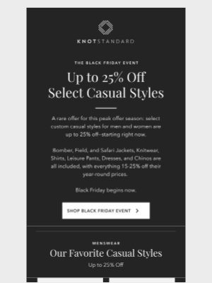 Knot Standard - The Black Friday Event | Up to 25% Off Casual Styles