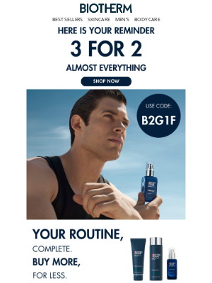 Biotherm - Last Chance to Grab 3 for 2!
