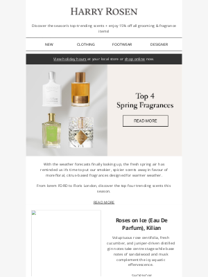 Harry Rosen - This Spring's Top 4 Fragrances