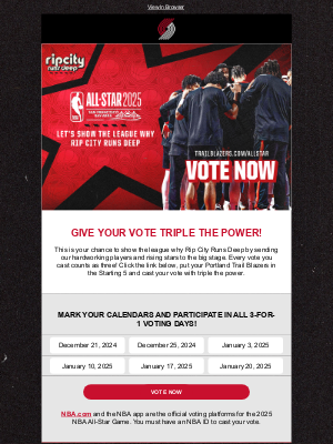 Portland Trail Blazers - VOTE FOR RIP CITY ALL-STARS!