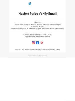 Hasbro - Hasbro Pulse Verify Email