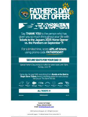 Jacksonville Jaguars - Give your Dad the gift of Jaguars football!