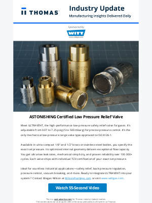 Thomas - Ultravent: ASTONISHING Certified Low Pressure Relief Valve