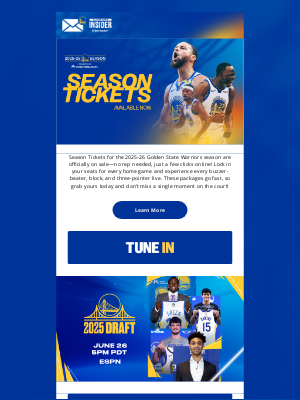 Golden State Warriors - Don’t Miss a Moment—Season Tix, Draft Night & Cali Classic!