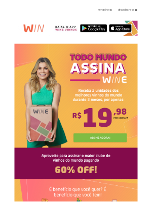 Wine (Brazil) - 60% OFF só até AMANHÃ!