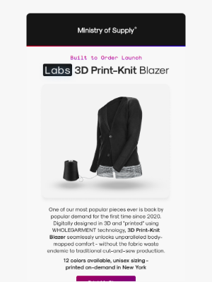 Ministry of Supply - LAUNCHING: 3D Print-Knit Blazer