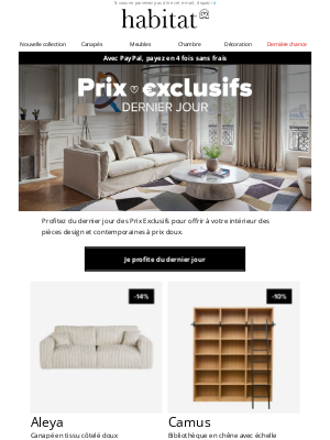 Habitat (France) - Dernier Jour : Nos iconiques à Prix Exclusifs