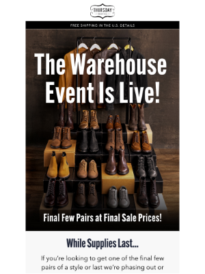 Thursday Boot Company - The Warehouse Event Is Live!