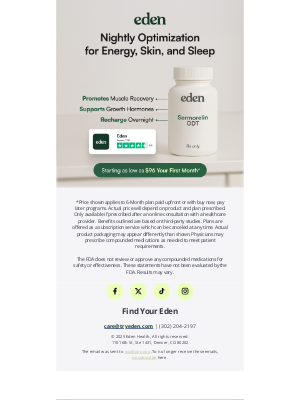 Eden - ✨ NEW PROGRAM: Sermorelin ODT. Learn if you may be eligible.