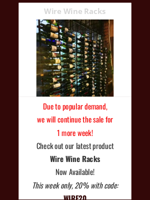 Wine Cellar Innovations - Wire Wine Racks 20% Off - EXTENDED!