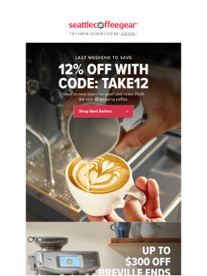 Seattle Coffee Gear - Top espresso savings ending this weekend!