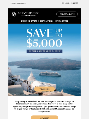 Silversea Cruises - Save up to $5,000 on your next voyage to the Med, Baltic & beyond